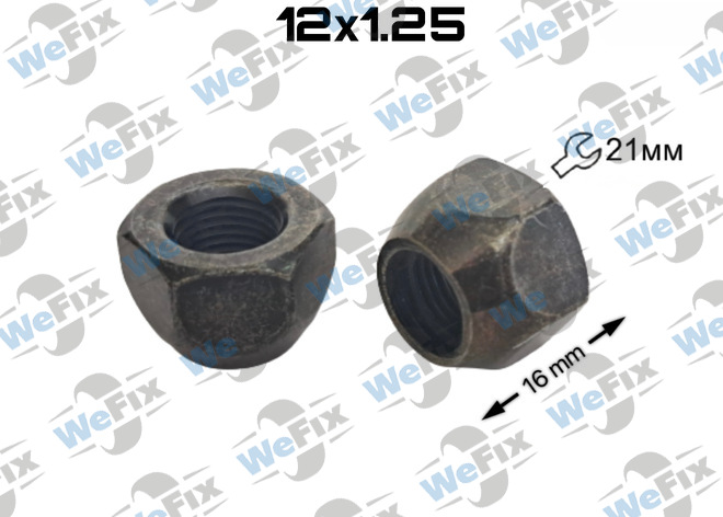 Гайка колісна відкрита M12x1,25x16 конус ключ 21 чорна