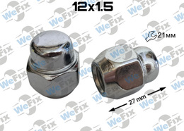 Гайка колісна закрита M12x1,5x27 конус ключ 21 хром оригінал Kia, Hyundai OEM 5295