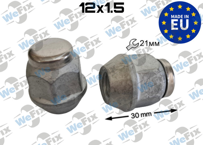 Гайка колісна закрита M12x1,5x30 конус ключ 21 Dacromet ITALY