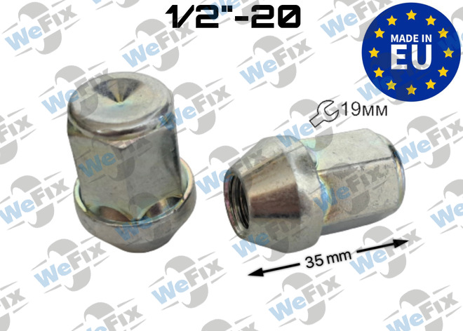 Гайка колісна закрита M1/2"-20х35 конус UNF ключ 19 цинк