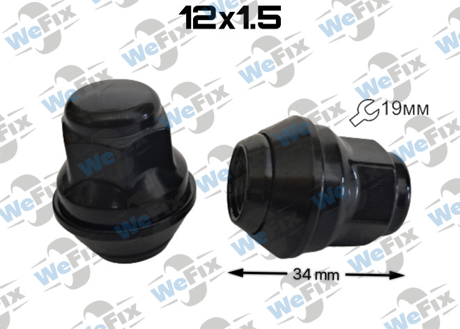 Гайка колісна закрита M12x1,5x34 рухомий конус ключ 19 Ford чорний