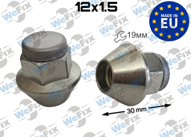Гайка колісна закрита M12x1,5x30 нерухомий конус ключ 19 Ford цинк ITALY
