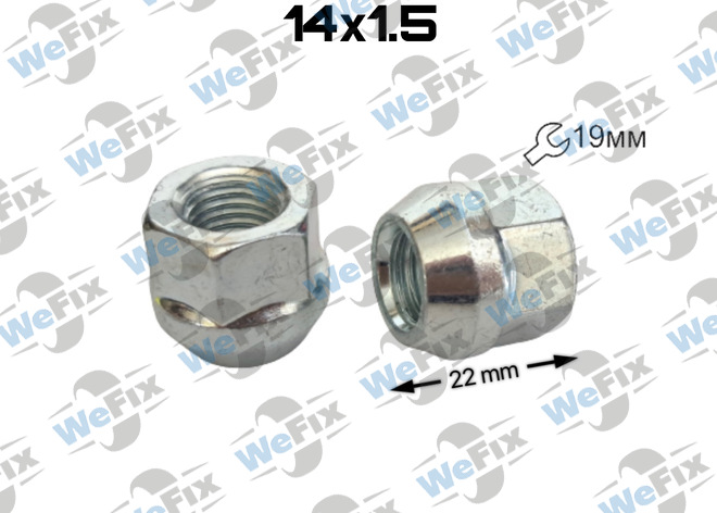 Гайка колісна відкрита M14х1,5x22 конус ключ 19 цинк
