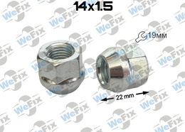 Гайка колісна відкрита M14х1,5x22 конус ключ 19 цинк