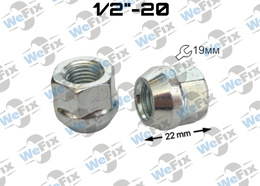 Гайка колісна відкрита M1/2"-20х22 конус UNF ключ 19 цинк 