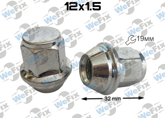 Гайка колісна закрита M12x1,5x32 конус ключ 19 нерухомий конус цинк Ford (аналог USA)