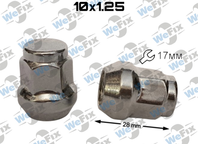 Гайка колісна закрита M10х1,25х28 конус ключ 17 хром квадроцикли, ЗАЗ