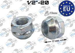 Гайка колісна відкрита M1/2"-20х17 конус UNF ключ 19 цинк Italy