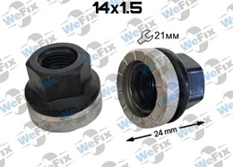 Гайка колісна відкрита M14х1,5x24 ключ 21 чорна прес-шайба Transit