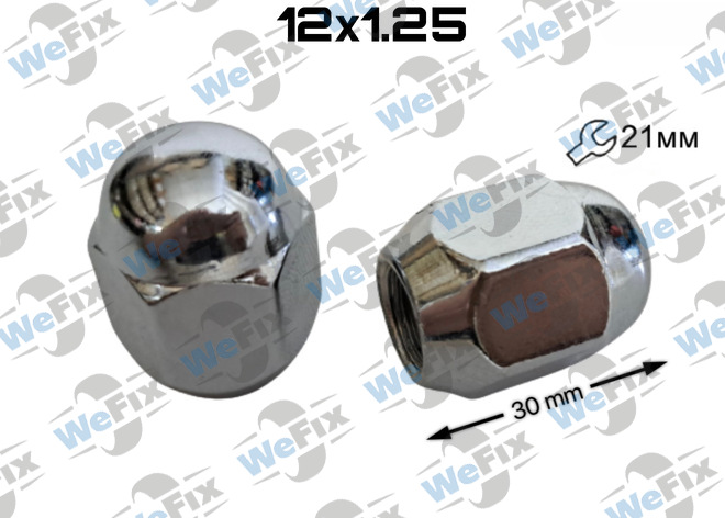 Гайка колісна закрита M12х1,25х30 конус ключ 21 хром