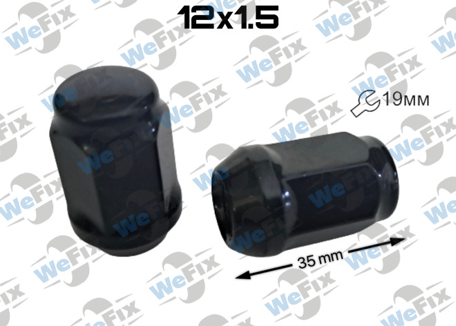 Гайка колісна закрита M12x1,5x35 конус ключ 19 чорна