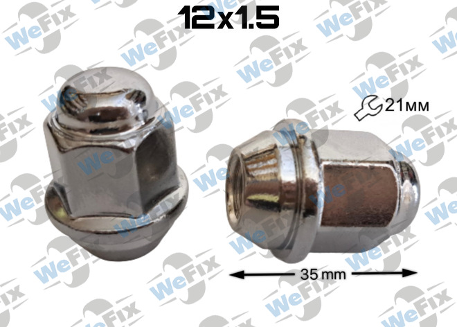 Гайка колісна закрита M12x1,5x35 конус ключ 21 хром Kia, Hyundai OEM 529503Y000
