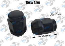 Гайка колісна закрита M12x1,5x35 конус ключ 21 чорна