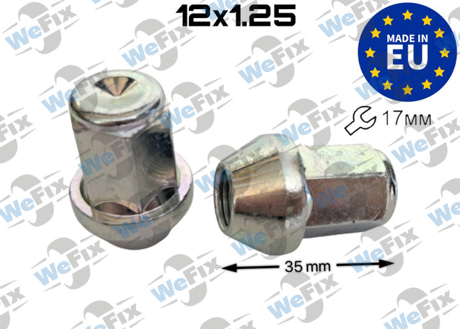 Гайка колісна закрита M12х1,25х35 конус ключ 17 цинк ITALY