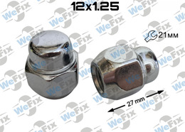 Гайка колісна закрита M12х1,25х27 конус ключ 21 хром Nissan