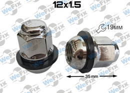 Гайка колісна закрита M12x1,5x35 сфера ключ 19 Honda пластик, поясок хром