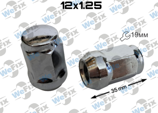 Гайка колісна закрита M12х1,25х35 конус ключ 19 хром