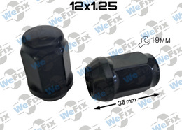 Гайка колісна закрита M12х1,25х35 конус ключ 19 чорна