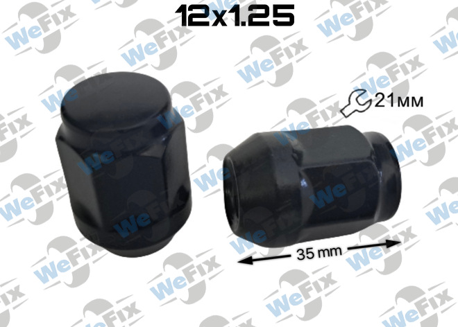 Гайка колісна закрита M12х1,25х35 конус ключ 21 чорна