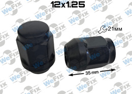 Гайка колісна закрита M12х1,25х35 конус ключ 21 чорна