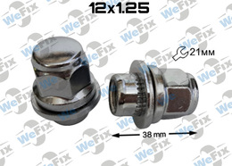 Гайка колісна закрита M12х1,25х38 прес-шайба хром ключ 21 Nissan, Mitsubishi Outlander від 2021