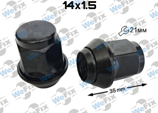 Гайка колісна закрита M14х1,5x35 рухомий конус ключ 21 Ford чорна