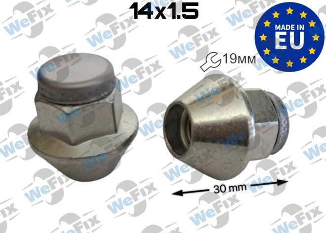 Гайка колісна закрита M14х1,5x30 нерухомий конус ключ 19 Ford (цинк) ITALY