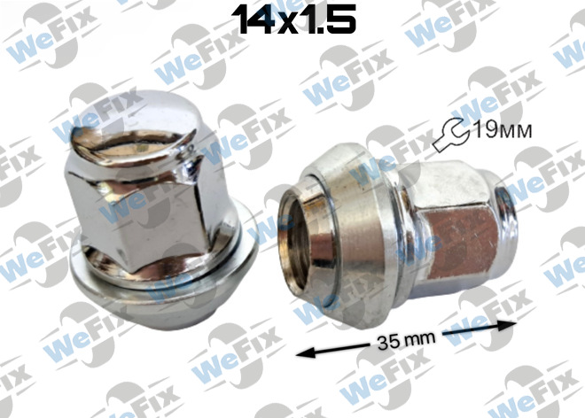 Гайка колісна закрита M14х1,5x35 рухомий конус ключ 19 Ford S-Max хром