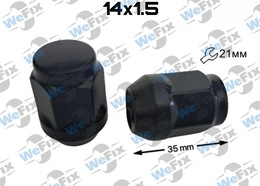 Гайка колісна закрита M14х1,5x35 конус ключ 21 чорна