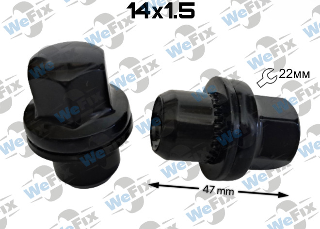 Гайка колісна закрита M14х1,5x47 прес-шайба ключ 22 Land Rover чорна