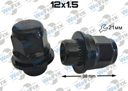 Гайка колісна закрита M12х1,5х38 прес-шайба ключ 21 Toyota, Mitsubishi, Lexus чорна