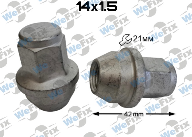 Гайка колісна закрита M14х1,5x42 нерухомий конус ключ 21 Ford, Tesla Dacromet