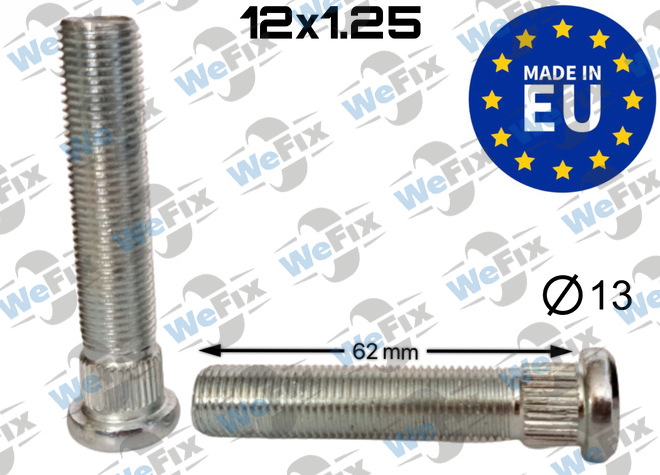Шпилька колісна M12х1,25х62 шліц 13 Nissan, Suzuki, Chevrolet