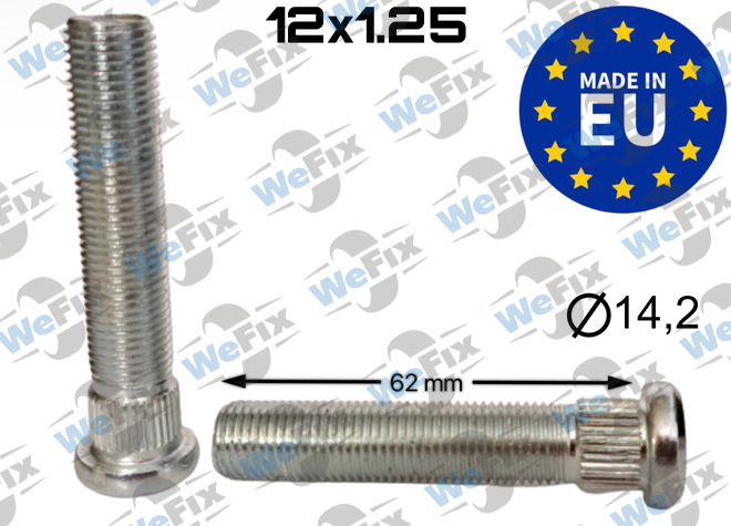 Шпилька колісна M12х1,25х62 шліц 14,2 Nissan, Subaru, Suzuki, Kia