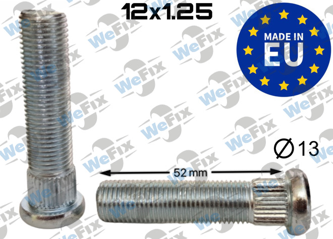Шпилька колісна M12х1,25х52 шліц 13 Nissan, Suzuki, Chevrolet