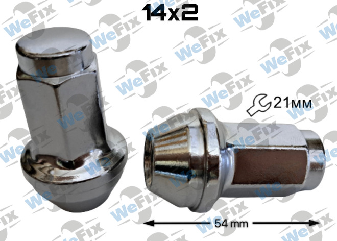 Гайка колісна закрита M14х2х54 конус ключ 21 хром Ford