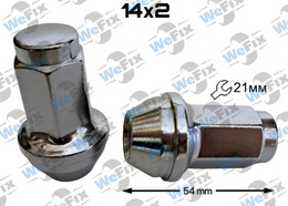 Гайка колісна закрита M14х2х54 конус ключ 21 хром Ford