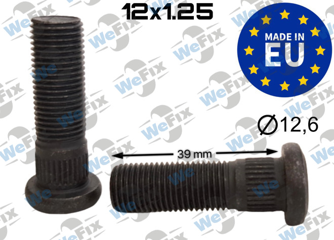 Шпилька колісна M12х1,25х39 шліц 12,6 чорна Suzuki, Chevrolet, Nissan, Infinity