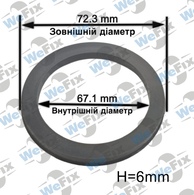 Центрувальне кільце 72.3/67.1 Momo/Avus/Mille Miglia 6mm