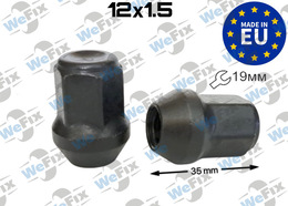 Гайка колісна закрита M12x1,5x35 конус ключ 19 чорна ITALY