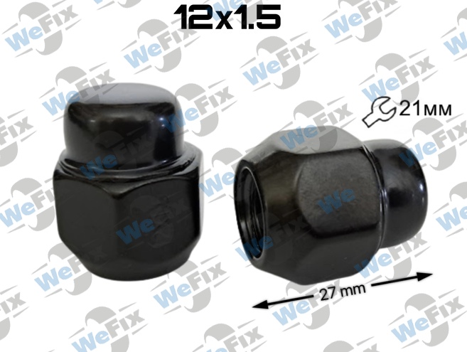 Гайка колісна закрита M12x1,5x27 конус ключ 21 чорна оригінал Kia, Hyundai
