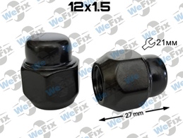 Гайка колісна закрита M12x1,5x27 конус ключ 21 чорна оригінал Kia, Hyundai