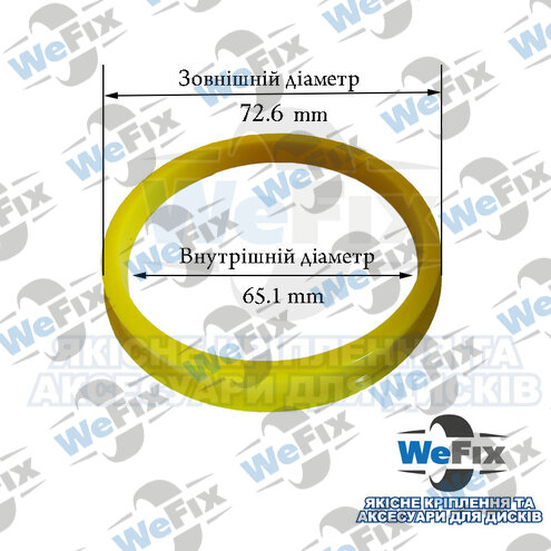 Центрувальне кільце 72.6/65.1 Yellow (термопластик)