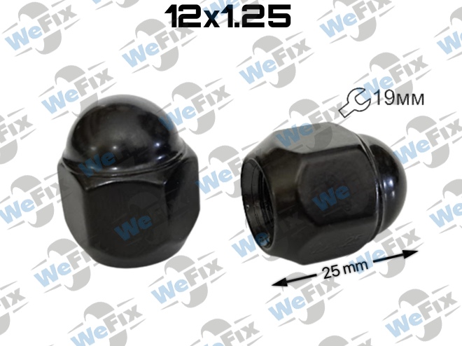 Гайка колісна закрита M12х1,25х25 конус ключ 19 чорна Subaru