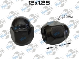 Гайка колісна закрита M12х1,25х25 конус ключ 19 чорна Subaru