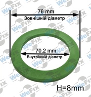 Центрувальне кільце 76.0/70.2 Mak/Tsw/Tsr 8mm