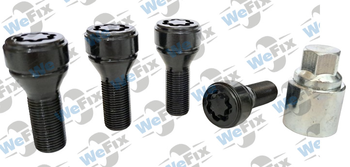 Секретні болти M&R конус 14x1,25х28  2 ключі(кл.17) (ВН) чорні
