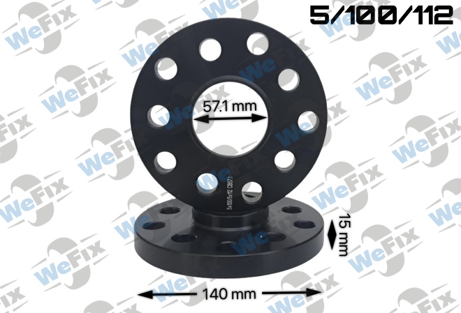Проставка VW, Audi 15мм 5/100/112 dia 57,1 чорна D=140