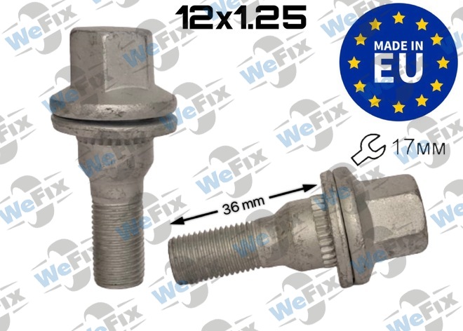 Болт колісний з шайбою M12х1,25х36 Dacromet ключ 17 Peugeot, Citroen, Opel ITALY