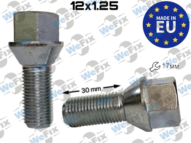 Болт колісний M12х1,25х30 конус цинк ключ 17